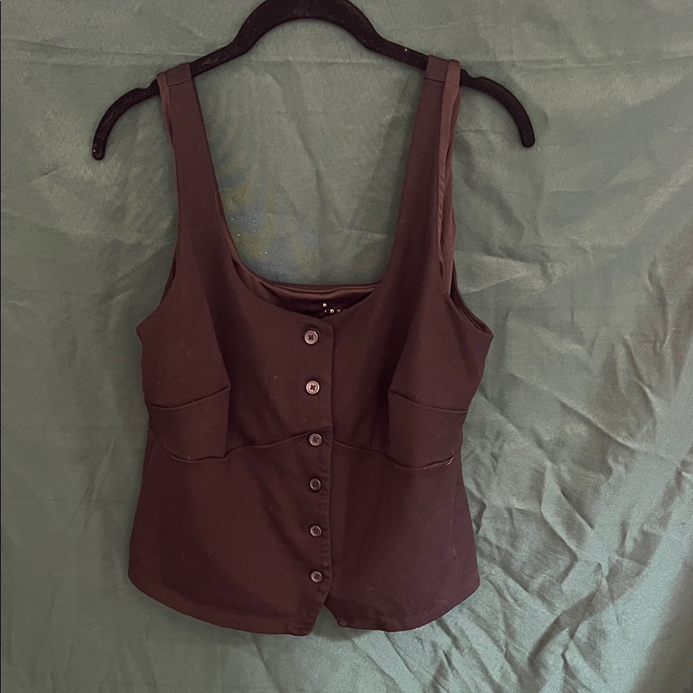 a new day Black Button-Front Tank Top